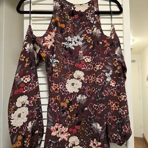Zara Floral Print Cold Shoulder Top